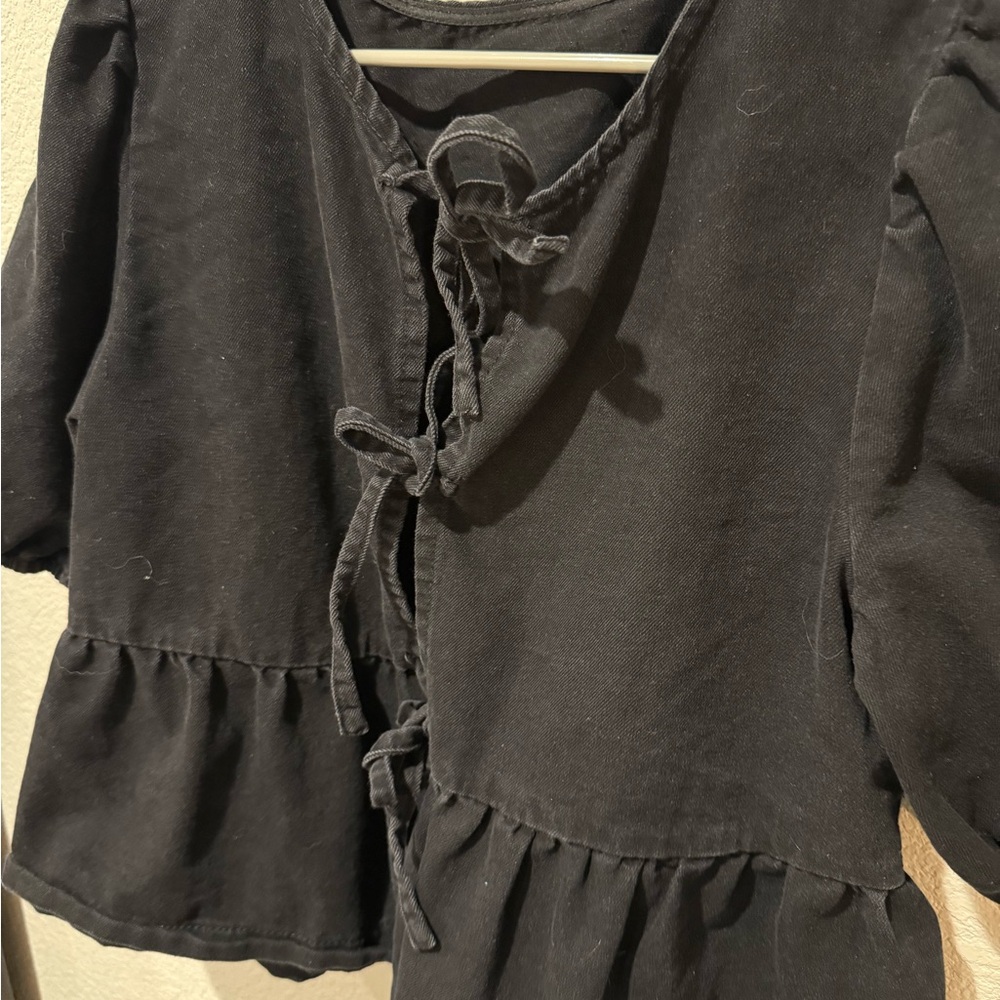 SHEIN Black Ruffle Blouse
